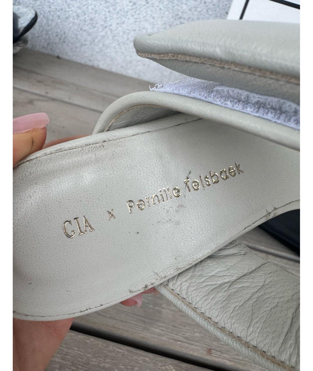 GIABORGHINI Серые кожаные мюли, фото 8