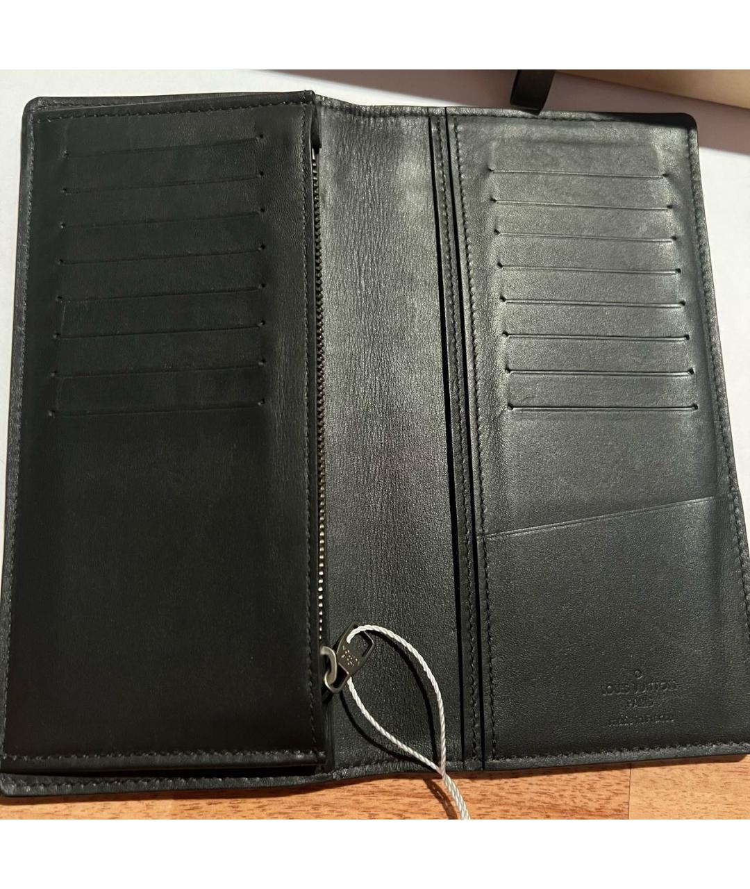 LOUIS VUITTON Черный кожаный кошелек, фото 4