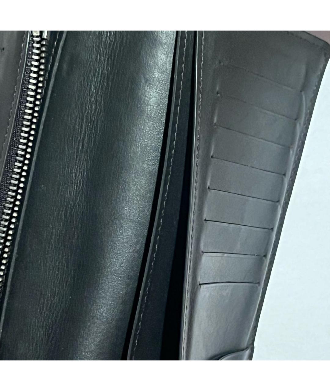 LOUIS VUITTON Черный кожаный кошелек, фото 8