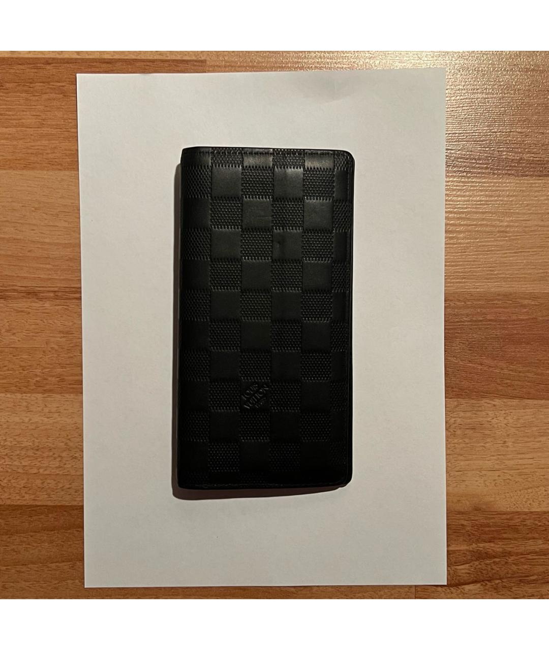 LOUIS VUITTON Черный кожаный кошелек, фото 9