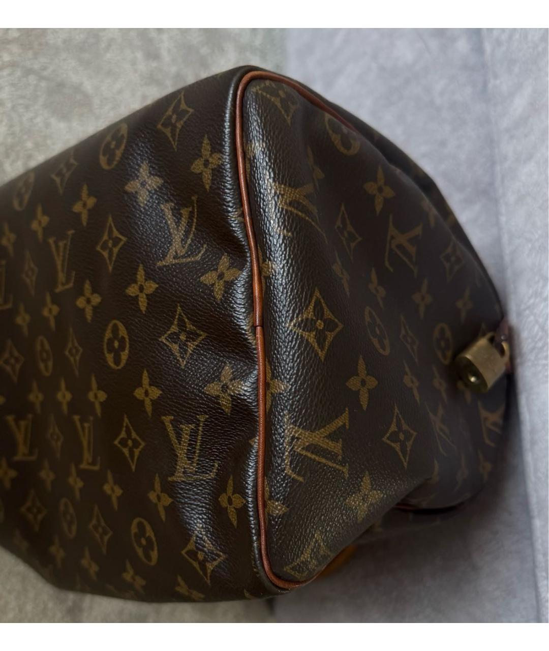 LOUIS VUITTON Коричневая кожаная сумка с короткими ручками, фото 5