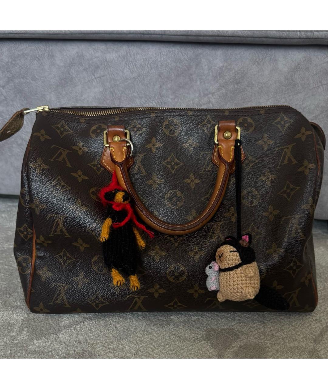 LOUIS VUITTON Коричневая кожаная сумка с короткими ручками, фото 9