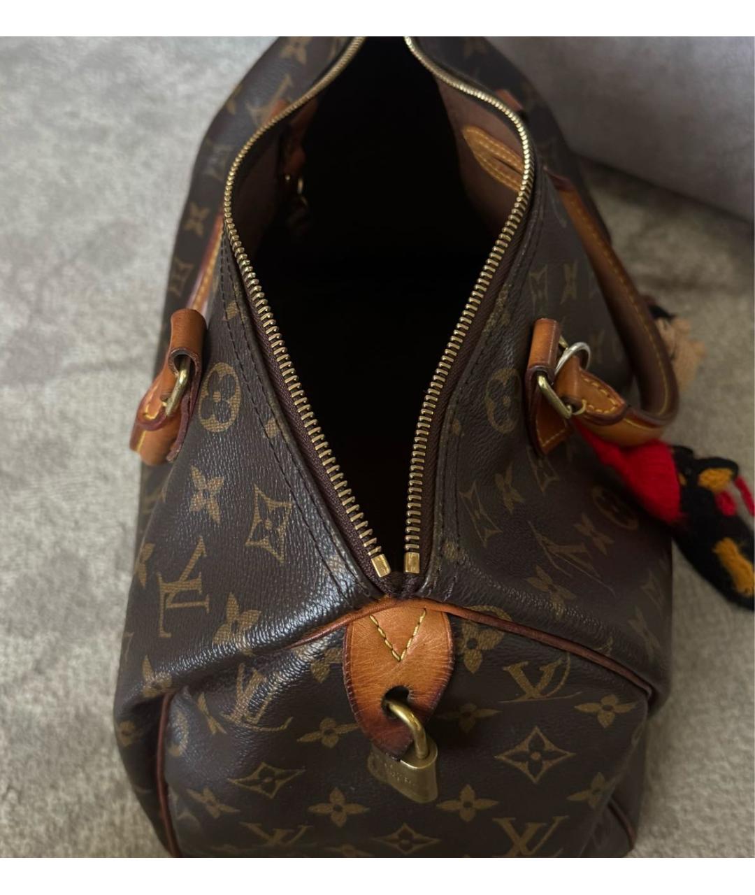 LOUIS VUITTON Коричневая кожаная сумка с короткими ручками, фото 4