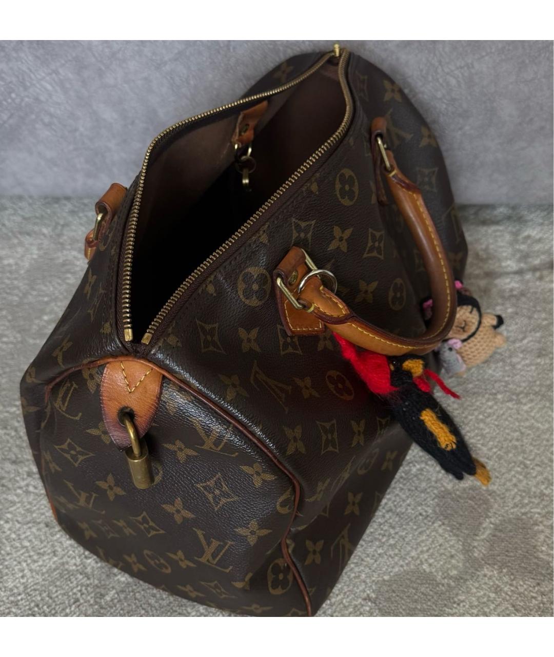 LOUIS VUITTON Коричневая кожаная сумка с короткими ручками, фото 2