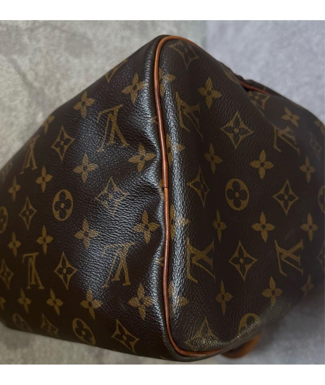 LOUIS VUITTON Коричневая кожаная сумка с короткими ручками, фото 6