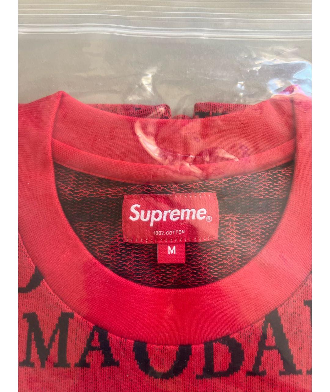 SUPREME Красная хлопковая футболка, фото 3