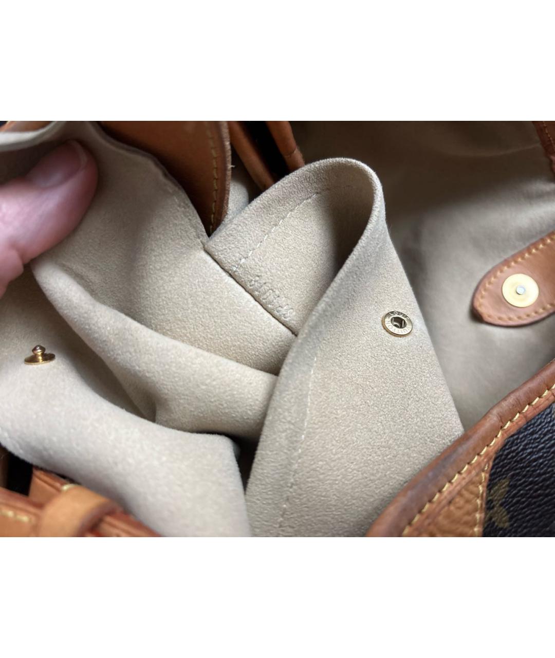 LOUIS VUITTON Коричневая кожаная сумка с короткими ручками, фото 7