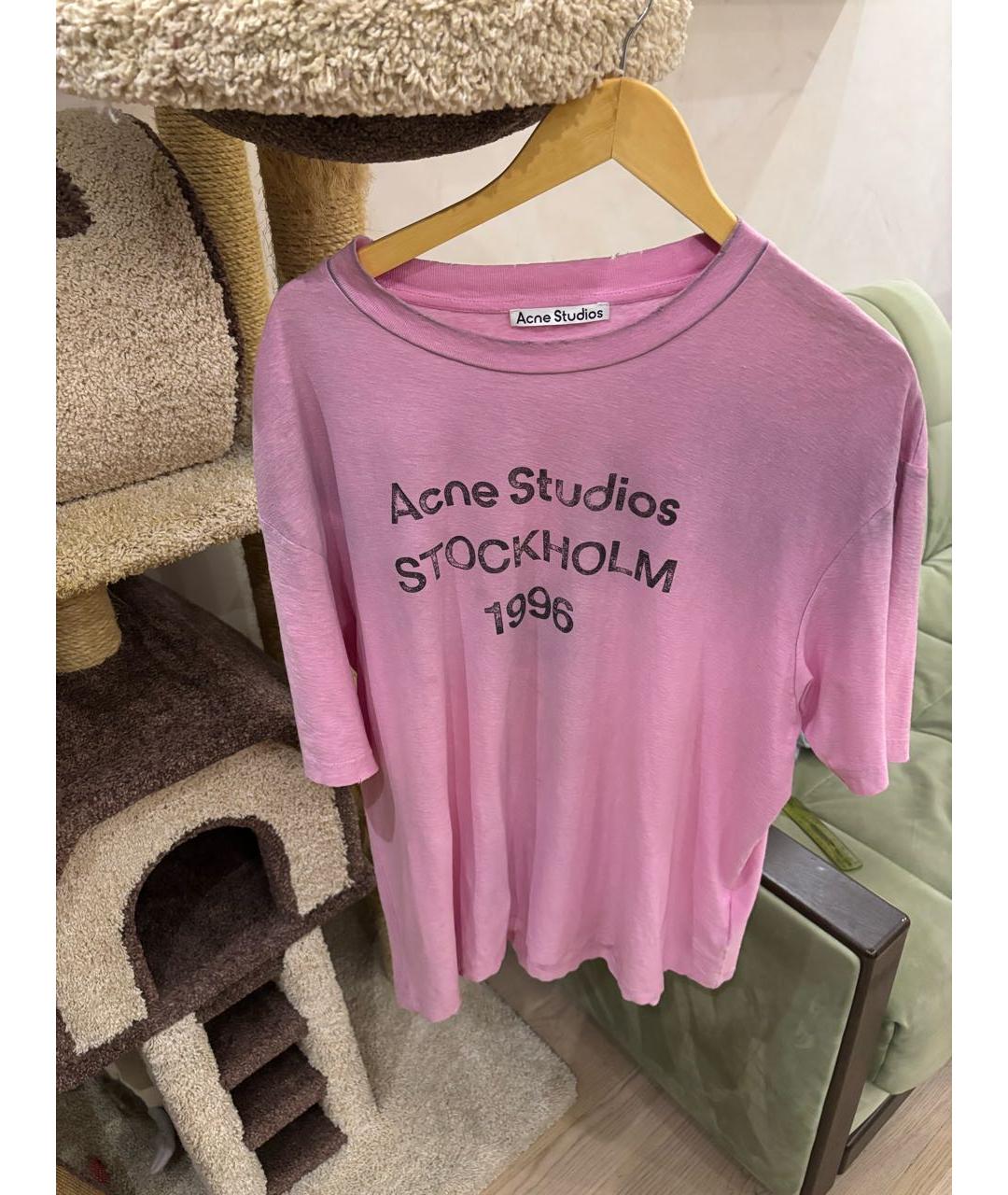 ACNE STUDIOS Розовая хлопковая футболка, фото 2
