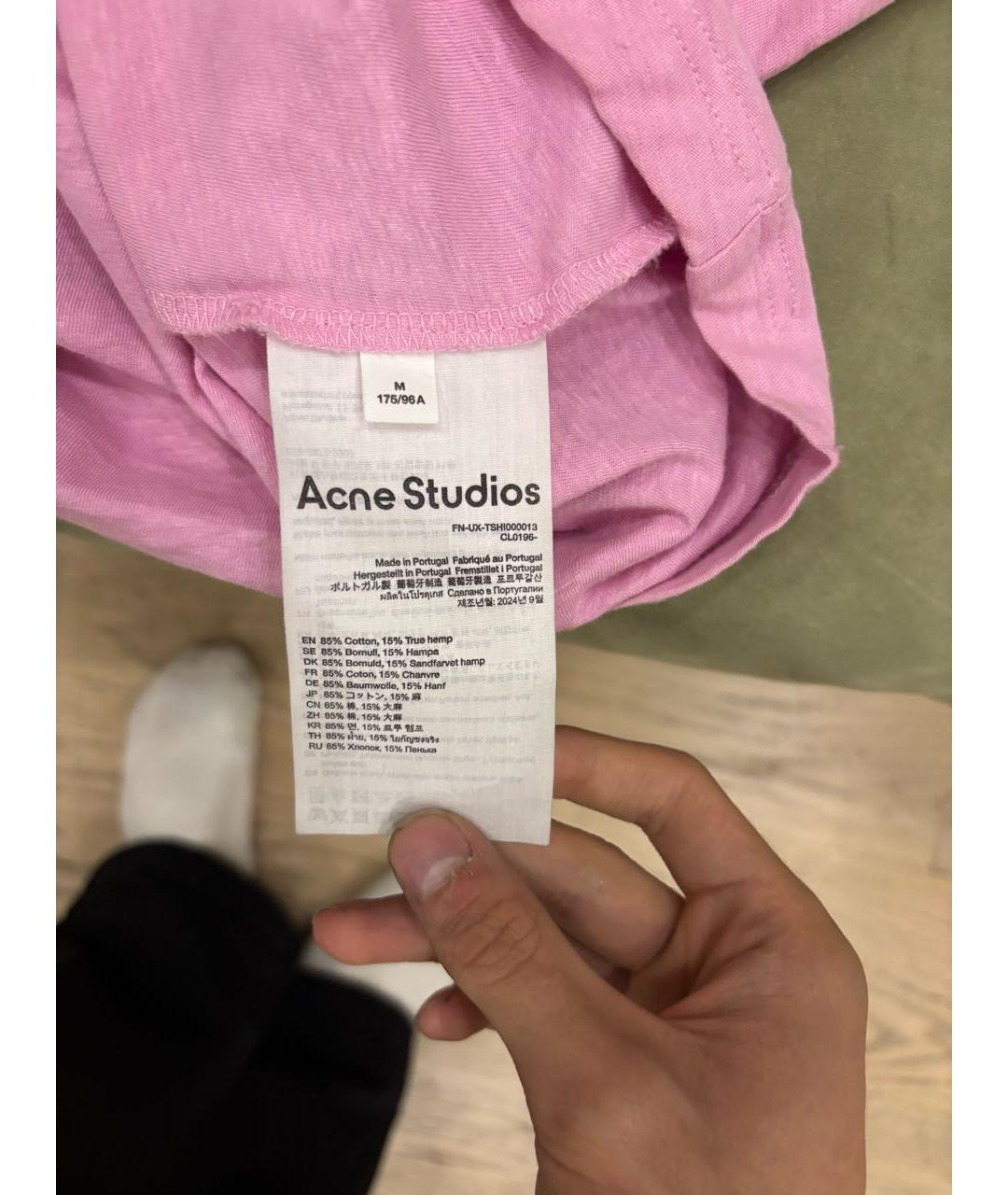 ACNE STUDIOS Розовая хлопковая футболка, фото 4