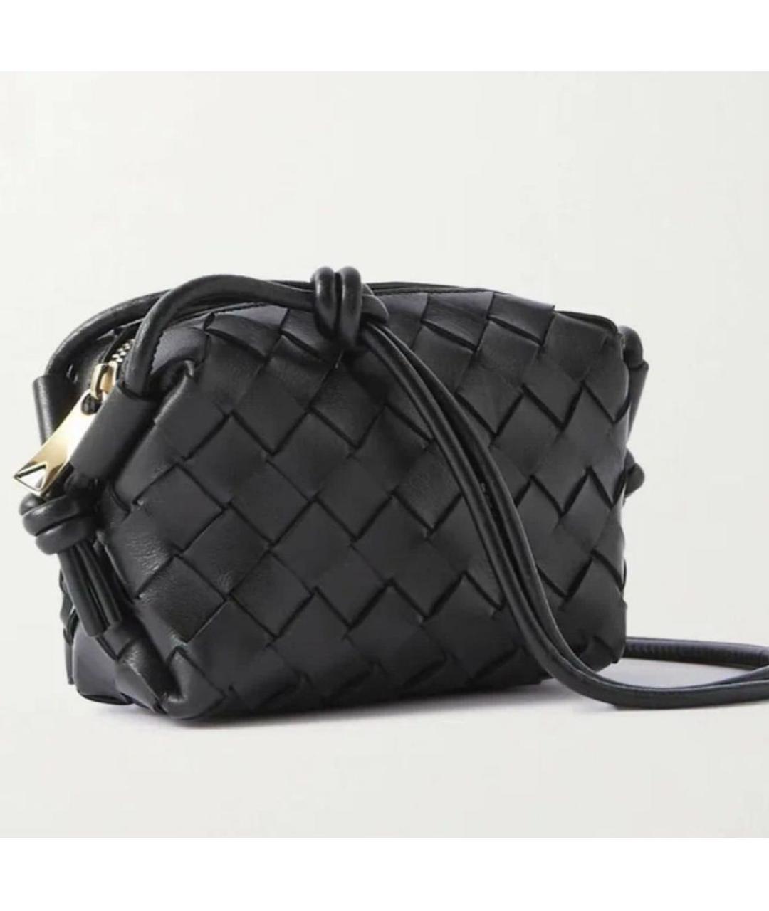 BOTTEGA VENETA Черная кожаная сумка через плечо, фото 3