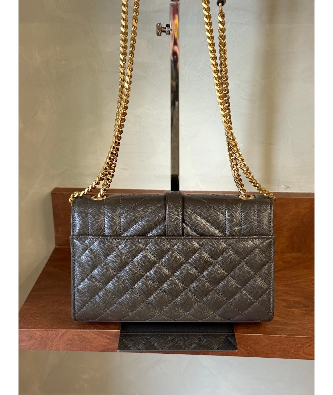 SAINT LAURENT Серая кожаная сумка через плечо, фото 5