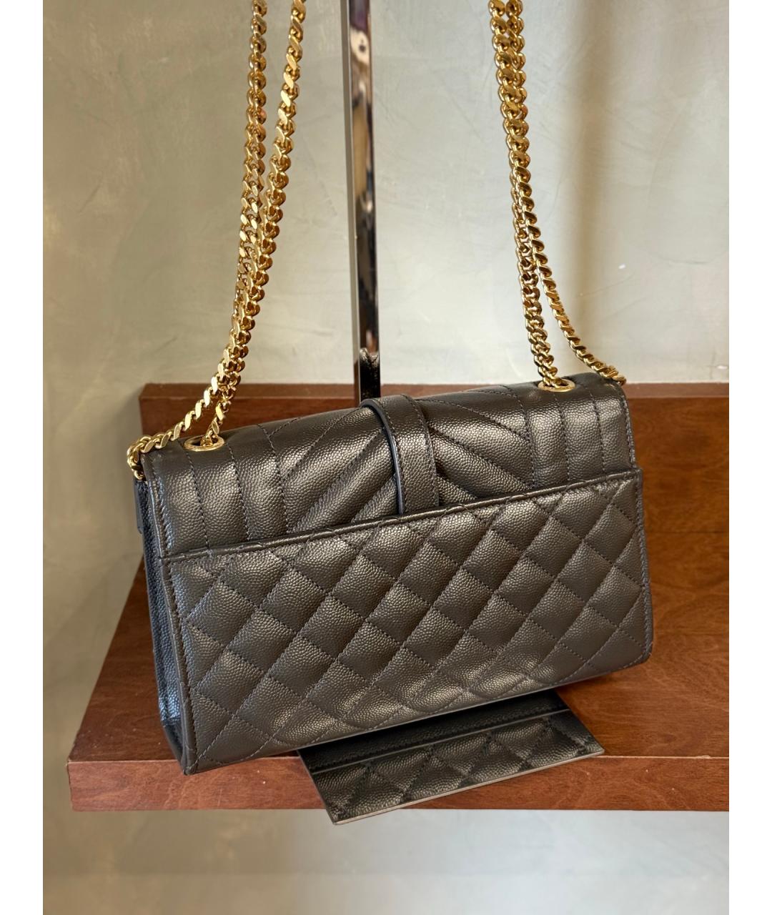 SAINT LAURENT Серая кожаная сумка через плечо, фото 7