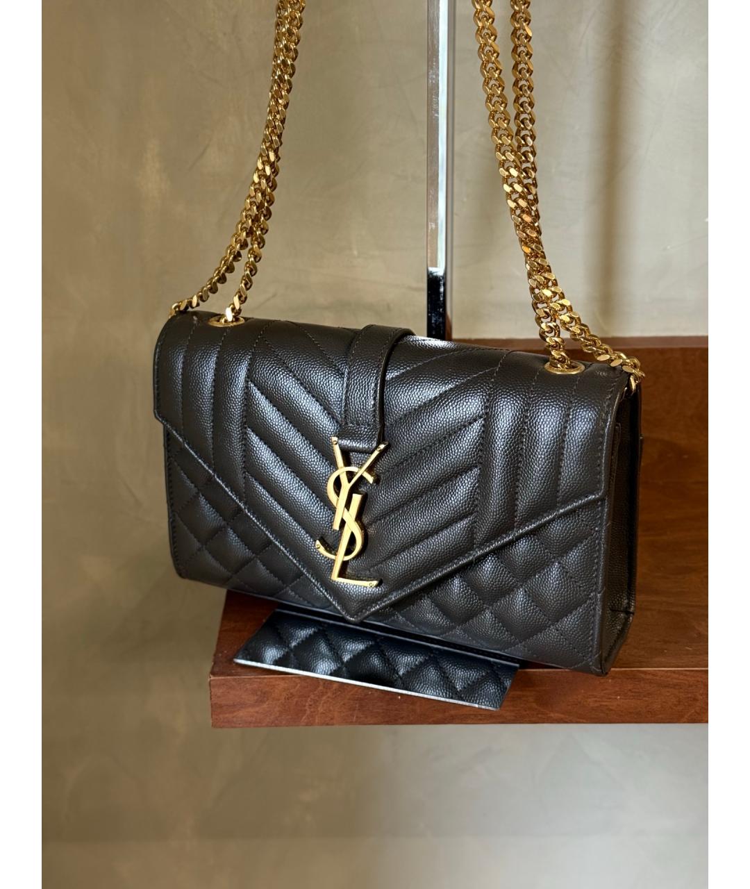 SAINT LAURENT Серая кожаная сумка через плечо, фото 4