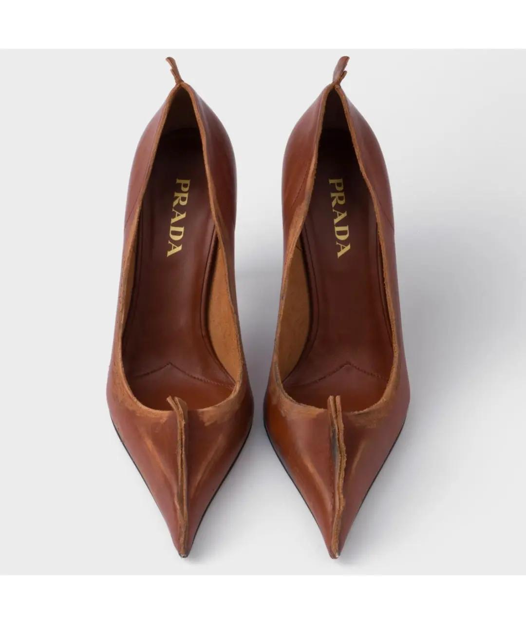 PRADA Коричневые кожаные туфли, фото 3