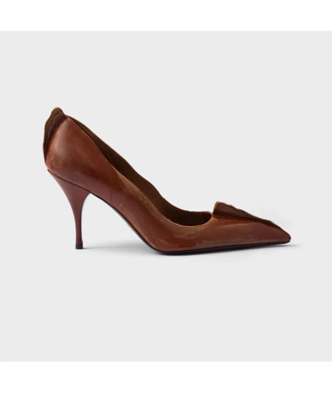 PRADA Коричневые кожаные туфли, фото 5