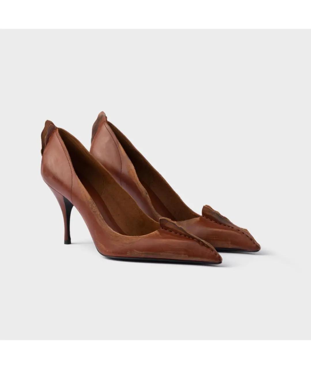 PRADA Коричневые кожаные туфли, фото 2