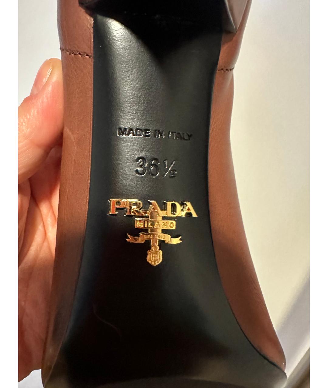 PRADA Коричневые кожаные туфли, фото 6