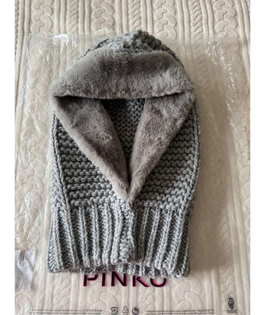 PINKO Серый шерстяной капюшон, фото 7