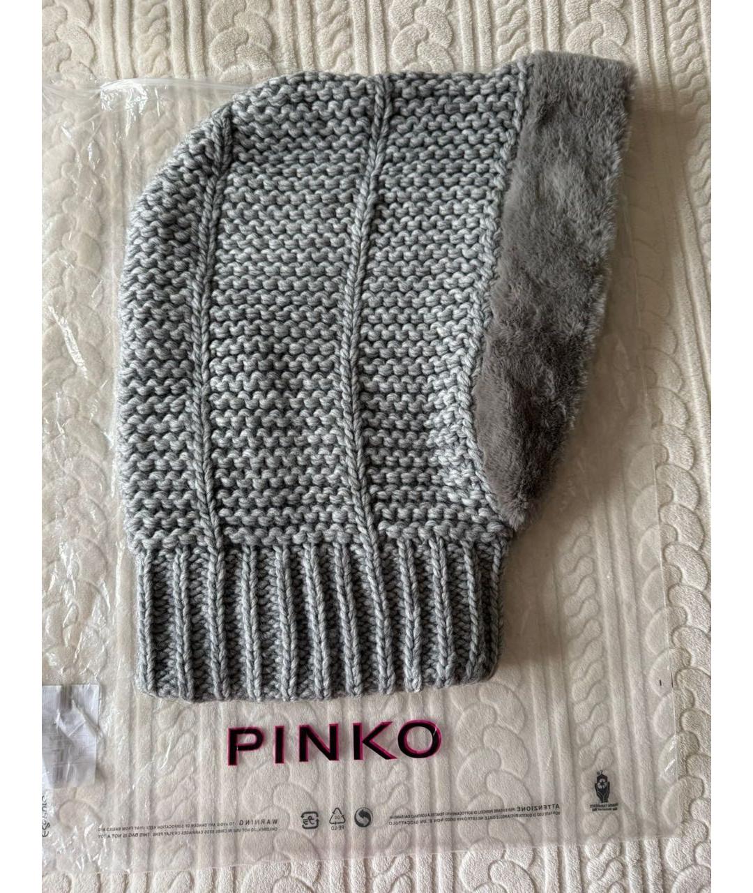 PINKO Серый шерстяной капюшон, фото 2