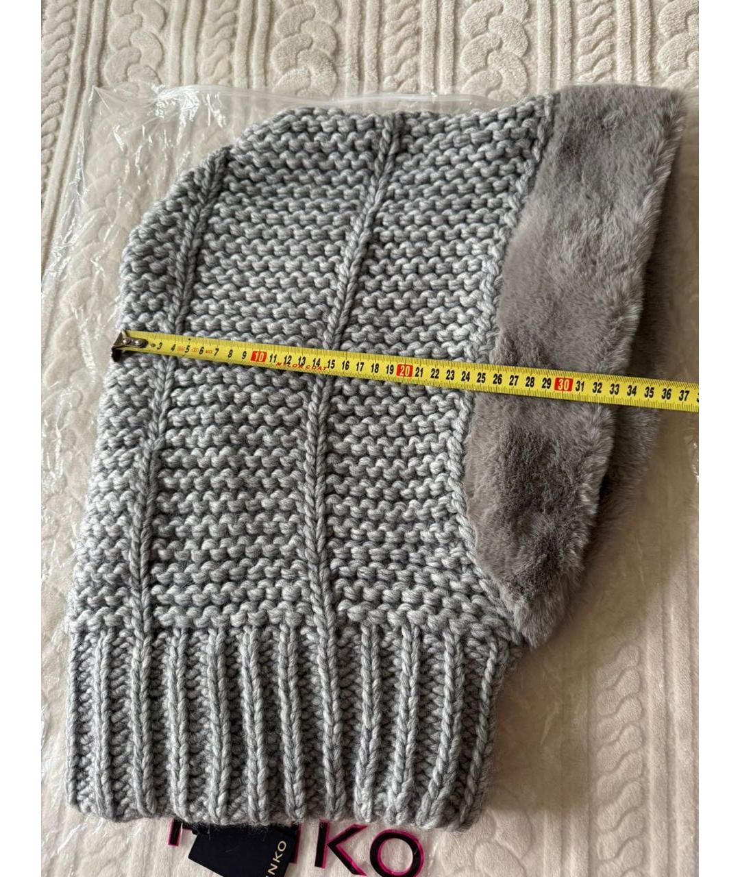 PINKO Серый шерстяной капюшон, фото 5