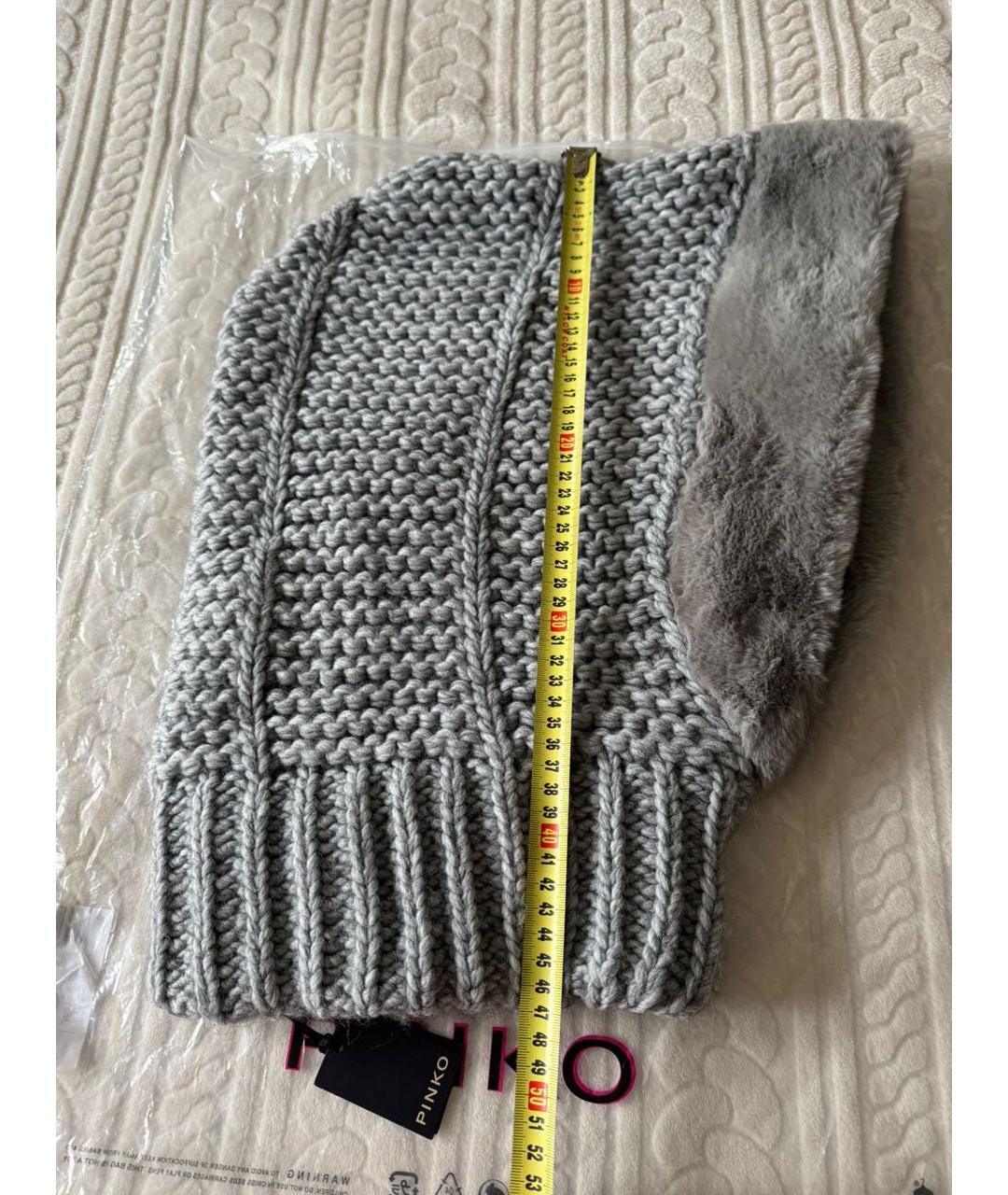 PINKO Серый шерстяной капюшон, фото 4