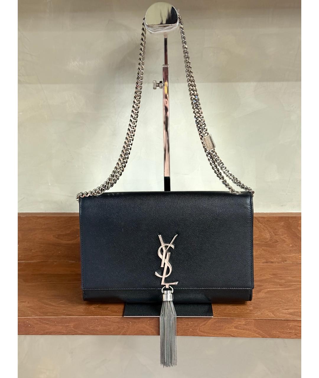 SAINT LAURENT Черная кожаная сумка через плечо, фото 9