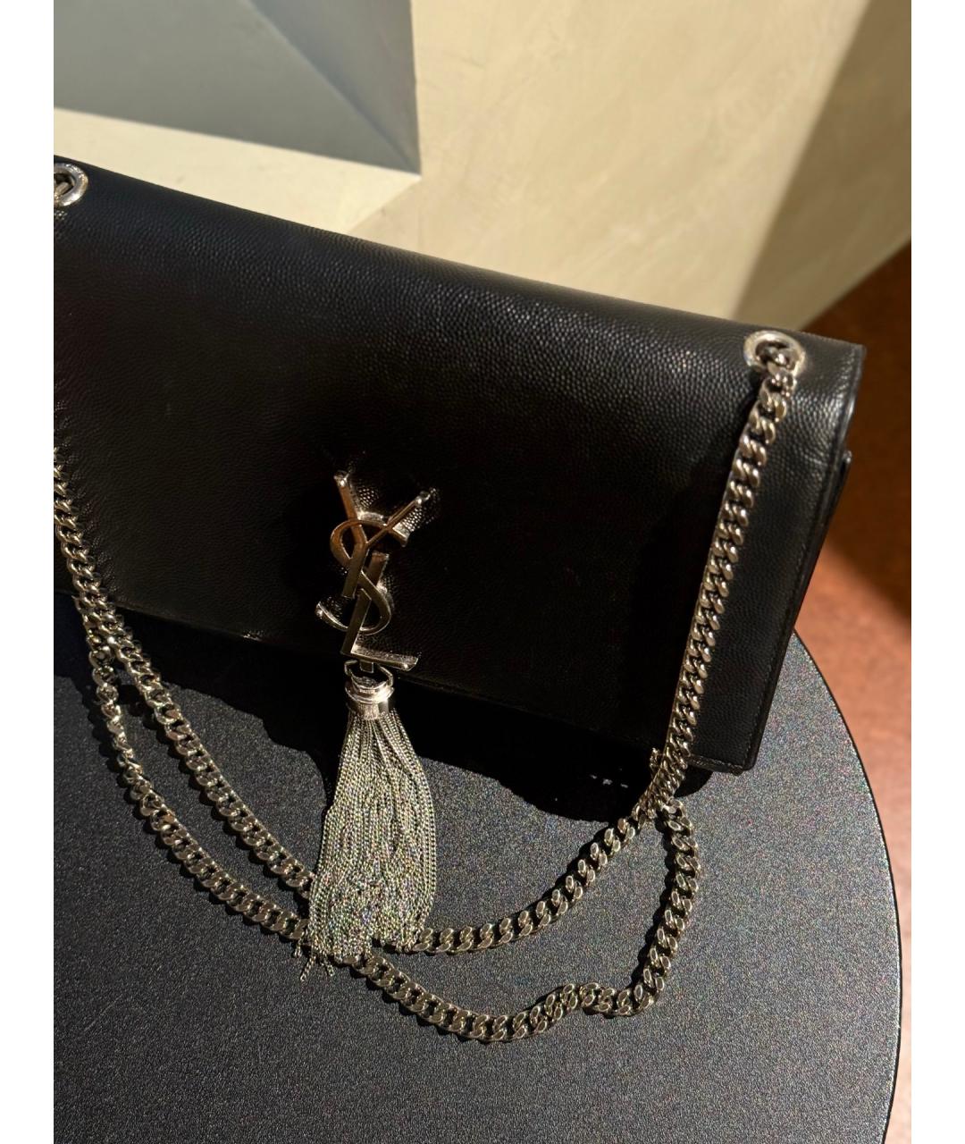 SAINT LAURENT Черная кожаная сумка через плечо, фото 8