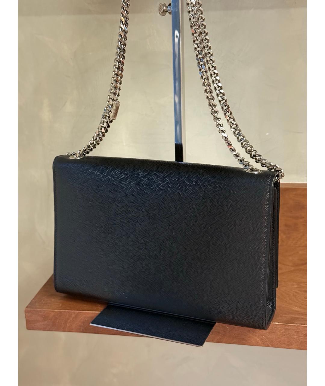 SAINT LAURENT Черная кожаная сумка через плечо, фото 6