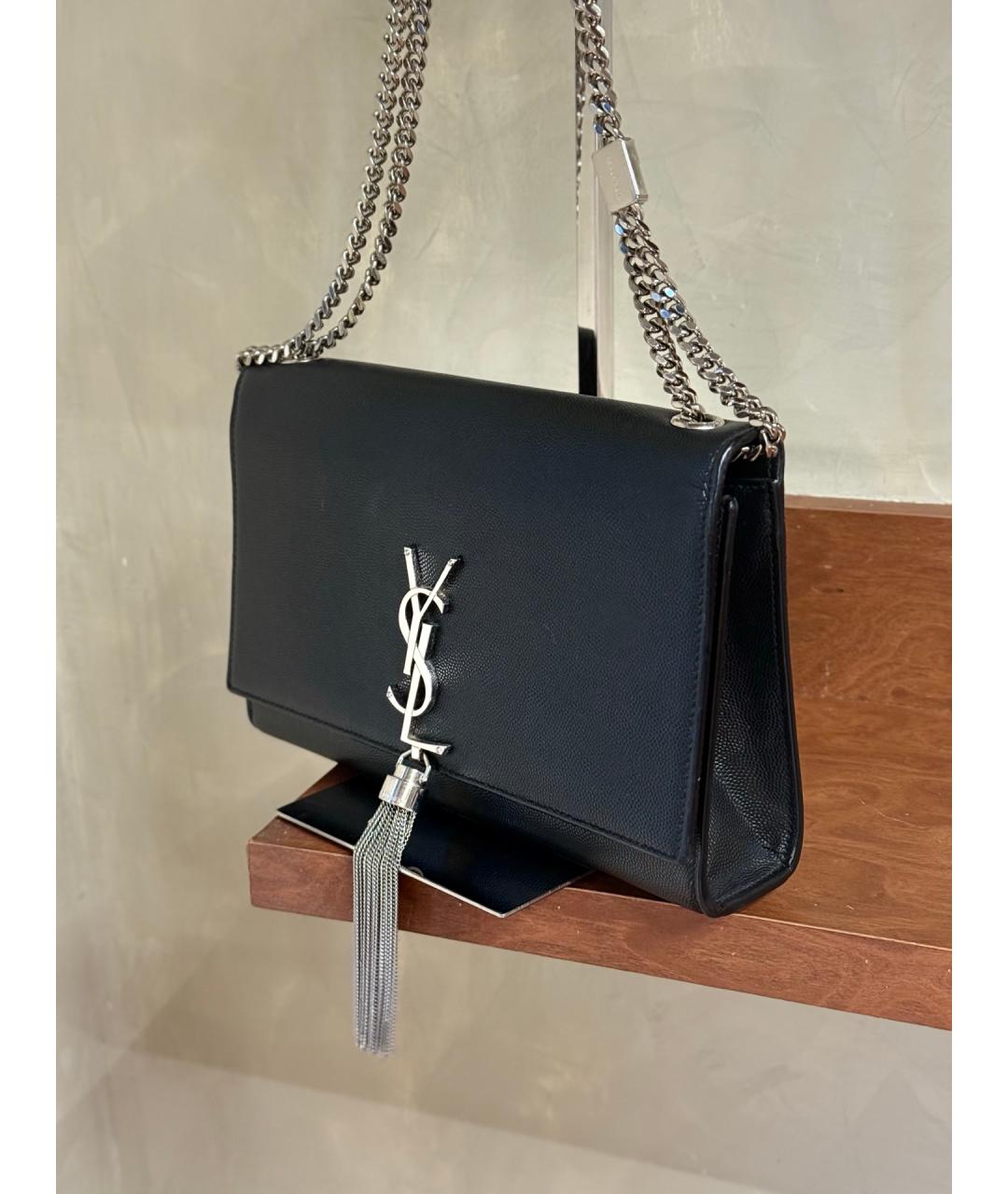 SAINT LAURENT Черная кожаная сумка через плечо, фото 4