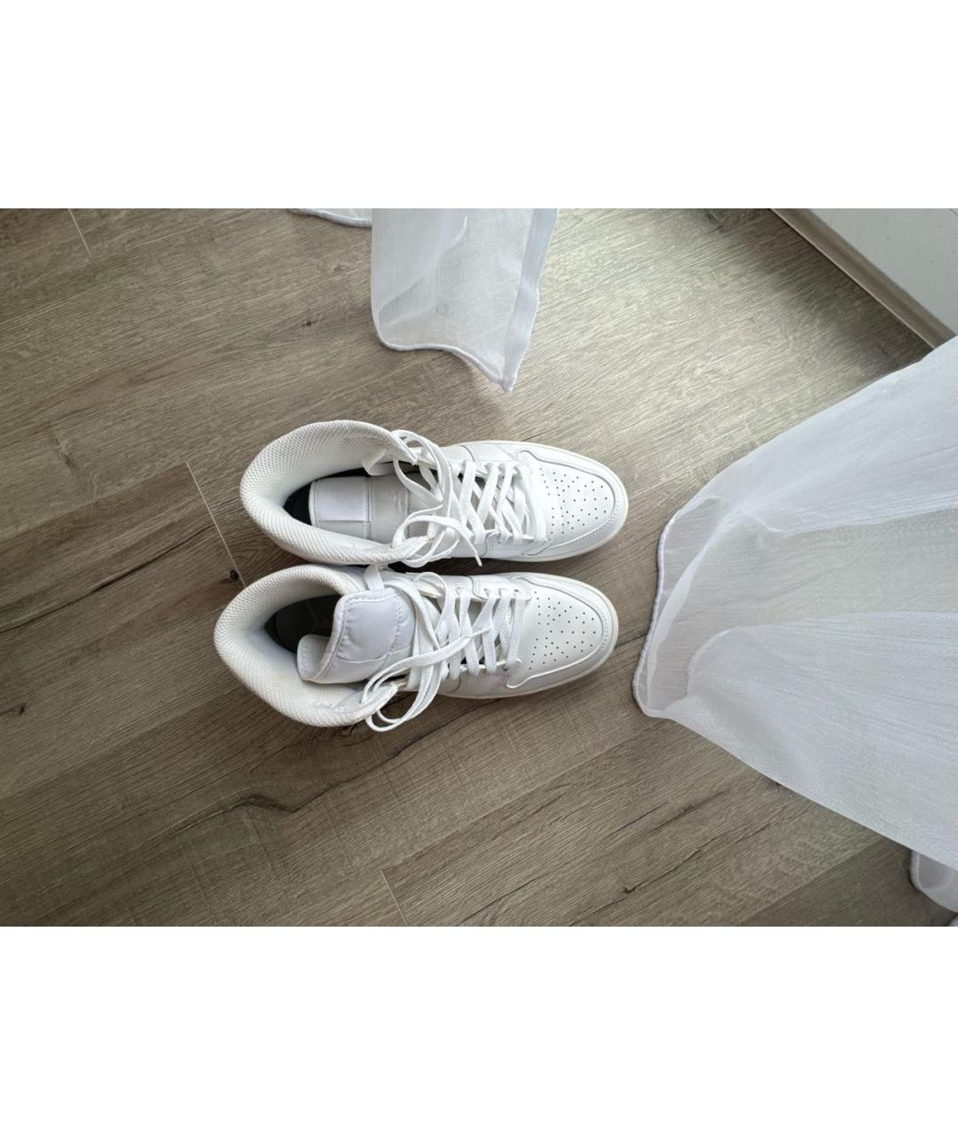 JORDAN Белые кожаные высокие кроссовки / кеды, фото 3