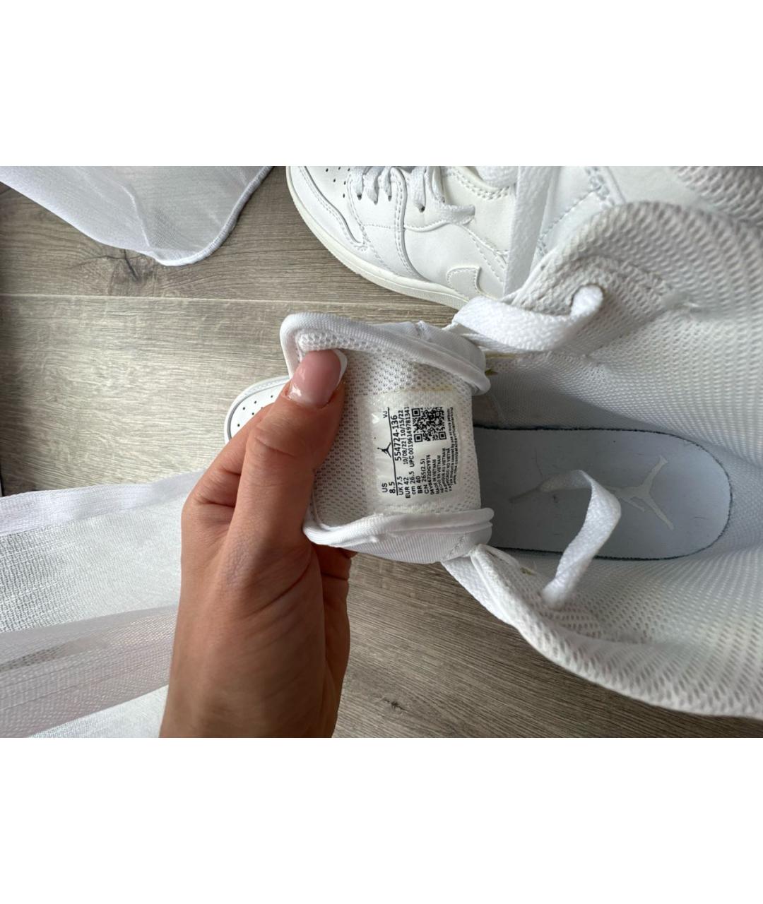 JORDAN Белые кожаные высокие кроссовки / кеды, фото 5