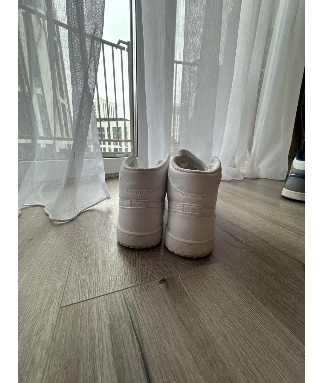 JORDAN Белые кожаные высокие кроссовки / кеды, фото 4