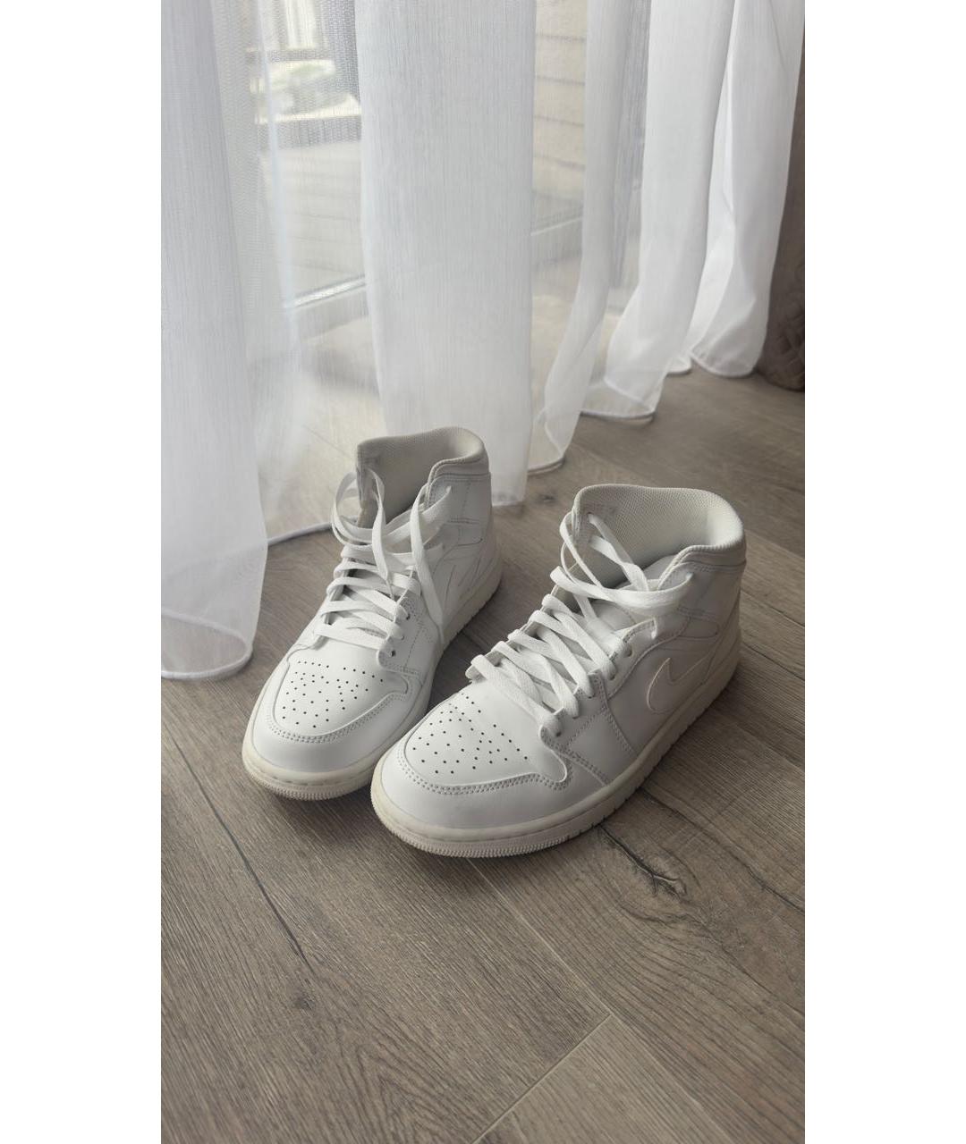 JORDAN Белые кожаные высокие кроссовки / кеды, фото 2