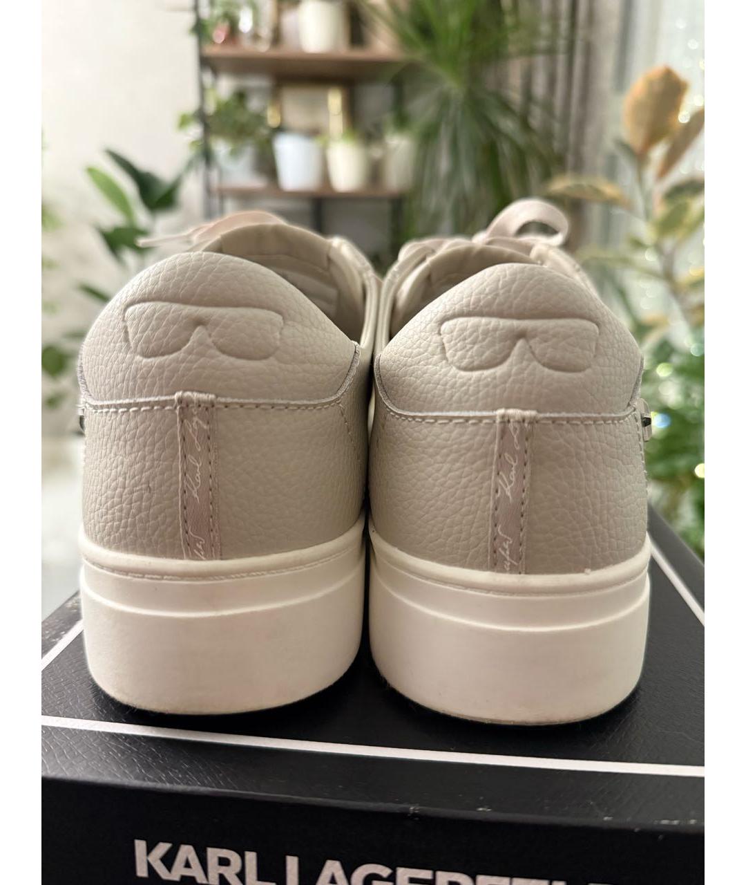 KARL LAGERFELD Бежевые кожаные кеды, фото 4