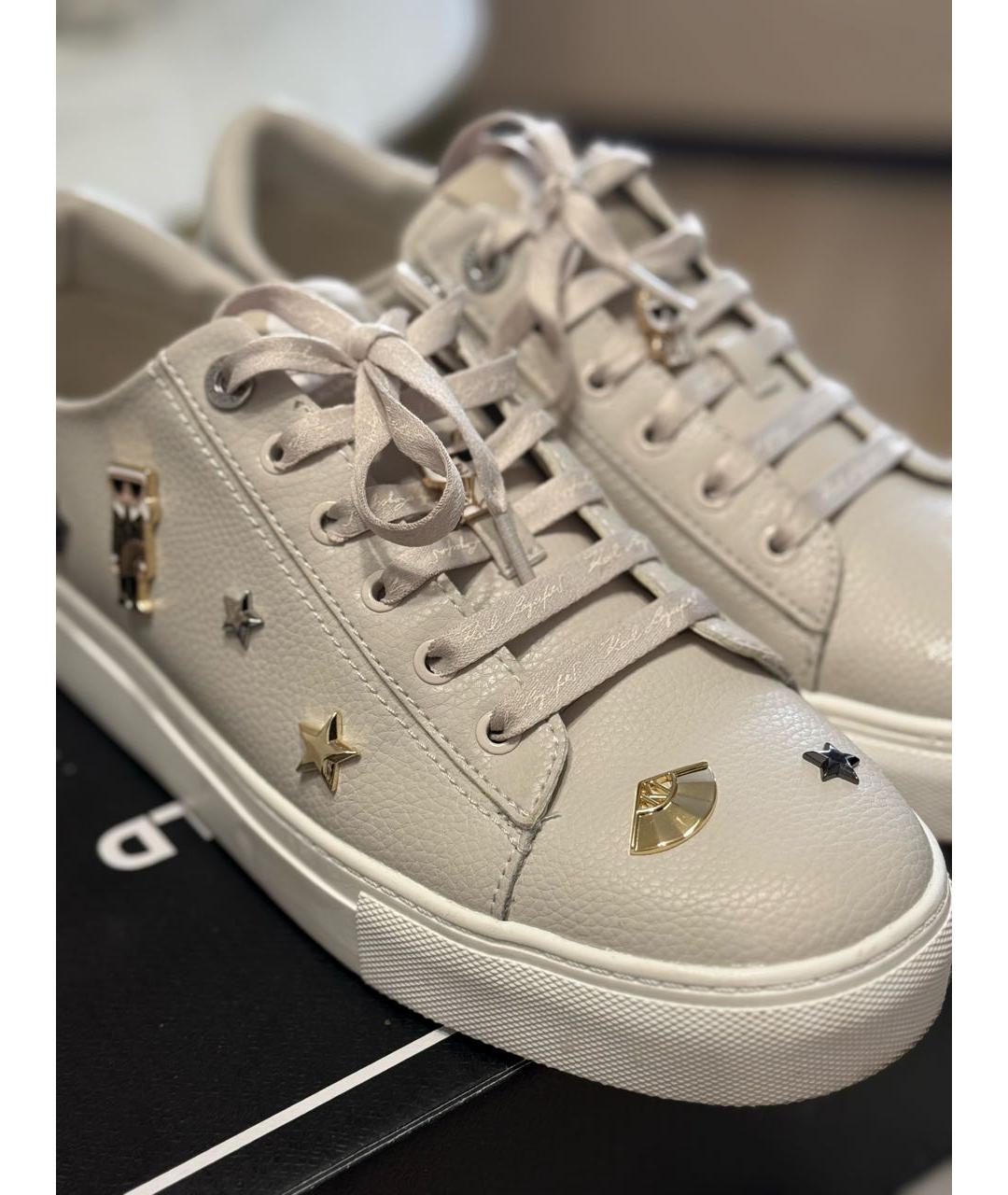 KARL LAGERFELD Бежевые кожаные кеды, фото 3