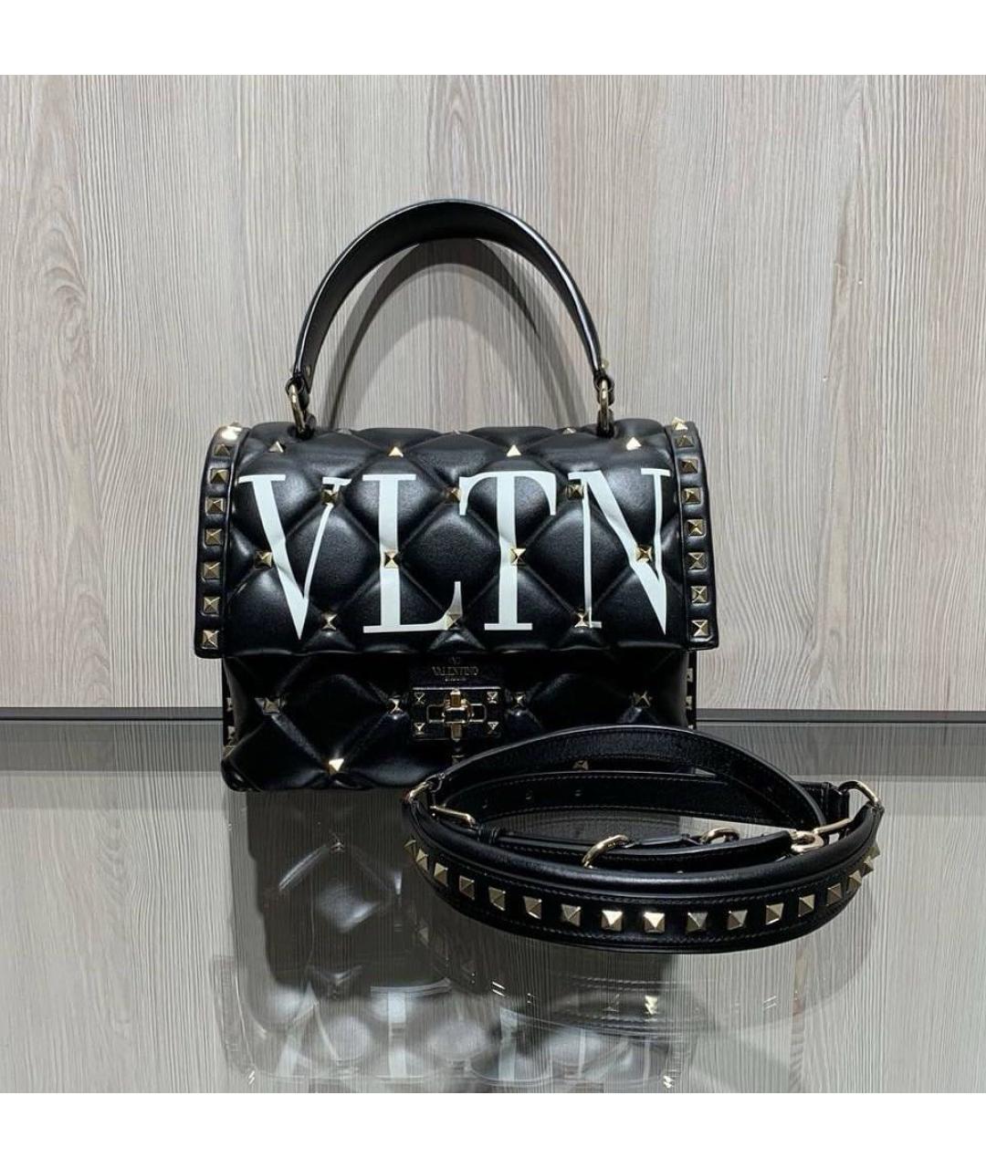 VALENTINO Черная кожаная сумка через плечо, фото 9