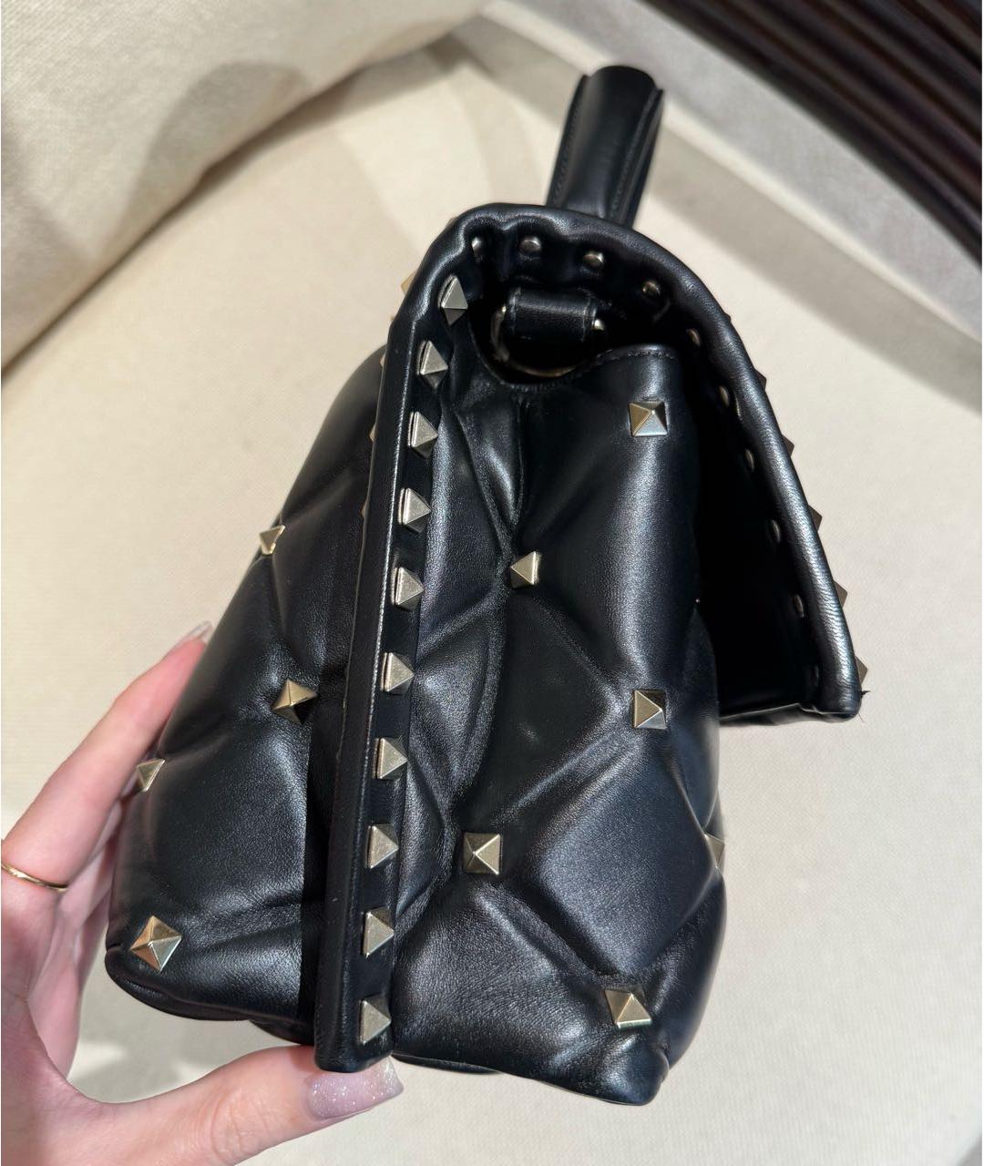 VALENTINO Черная кожаная сумка через плечо, фото 4