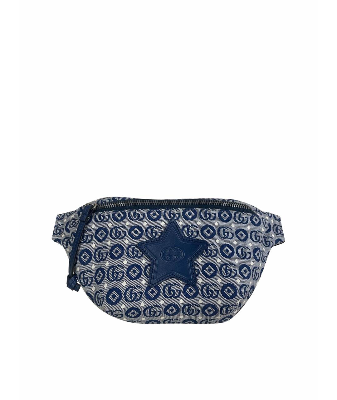 GUCCI Голубая тканевая поясная сумка, фото 1