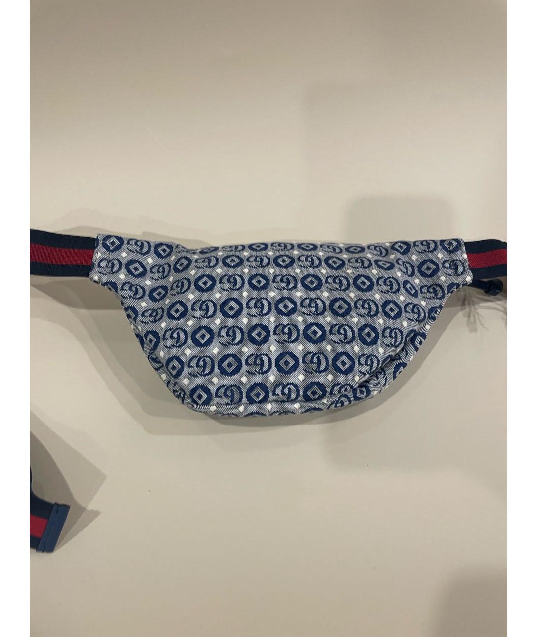 GUCCI Голубая тканевая поясная сумка, фото 5