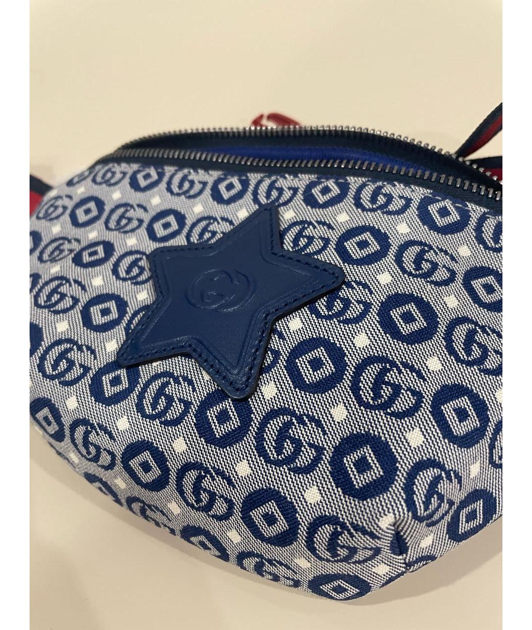 GUCCI Голубая тканевая поясная сумка, фото 7