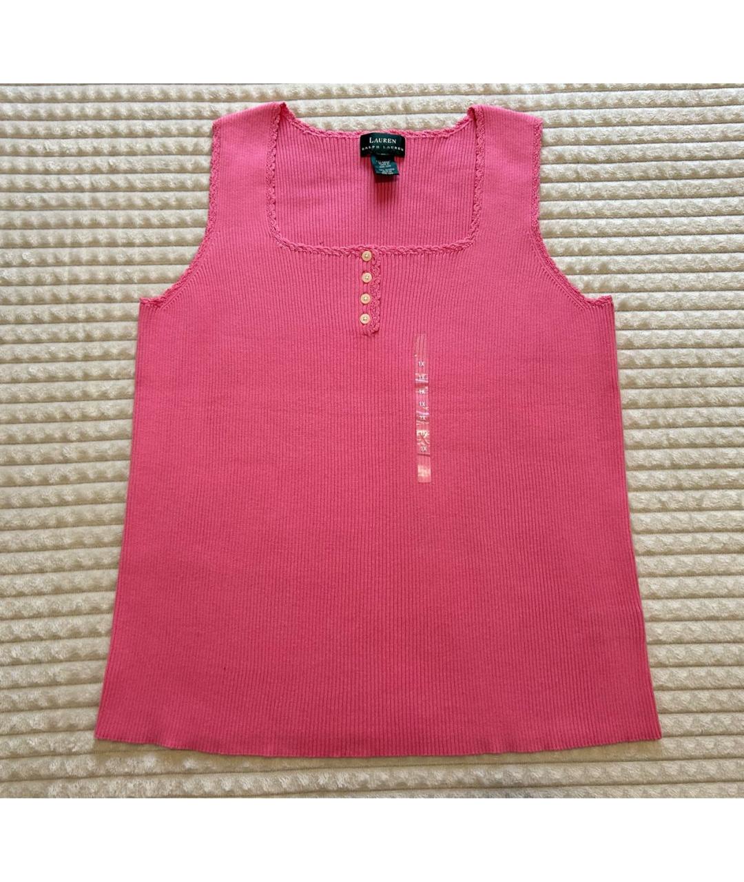 RALPH LAUREN Розовая хлопковая майка, фото 9