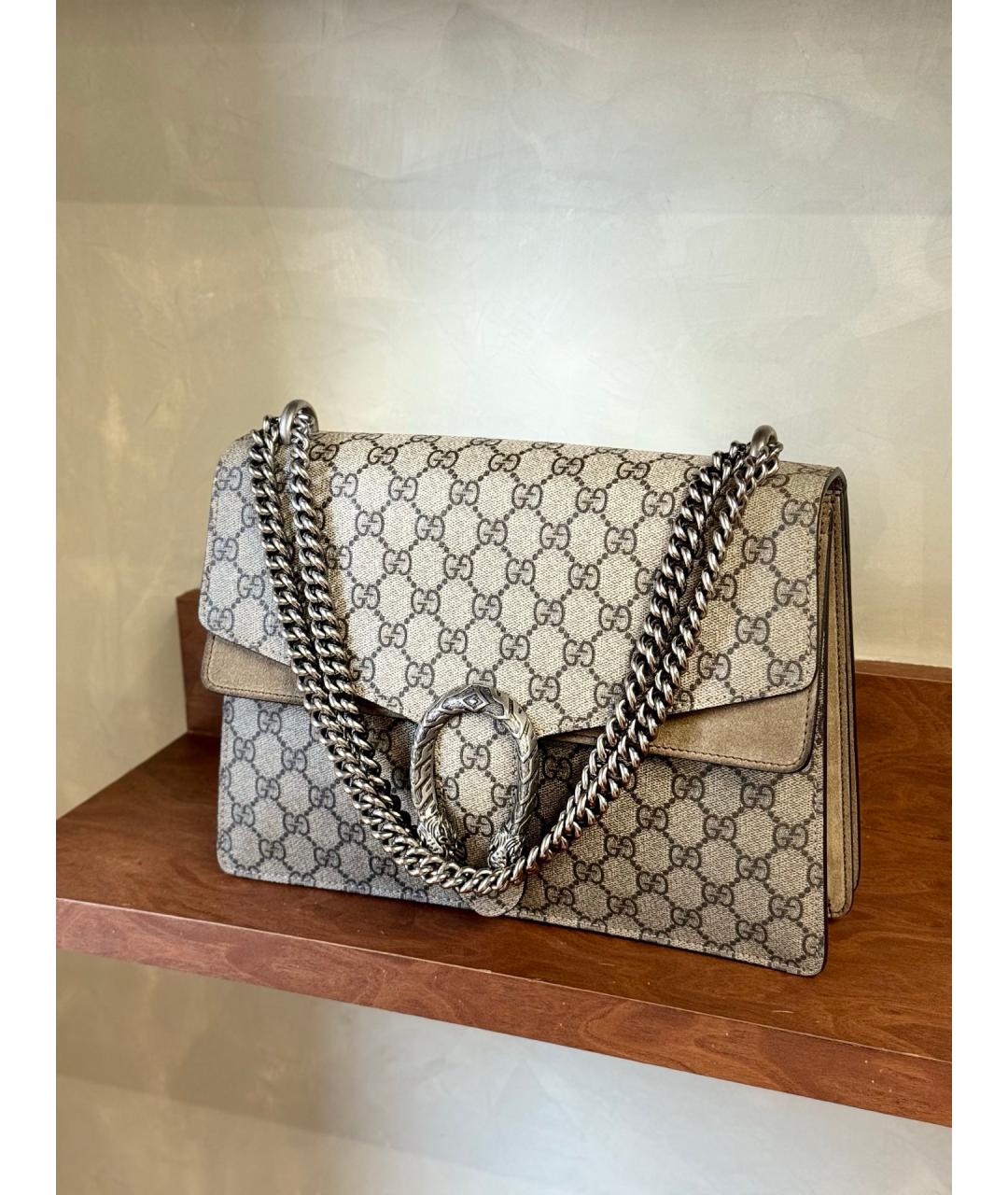 GUCCI Бежевая тканевая сумка через плечо, фото 2