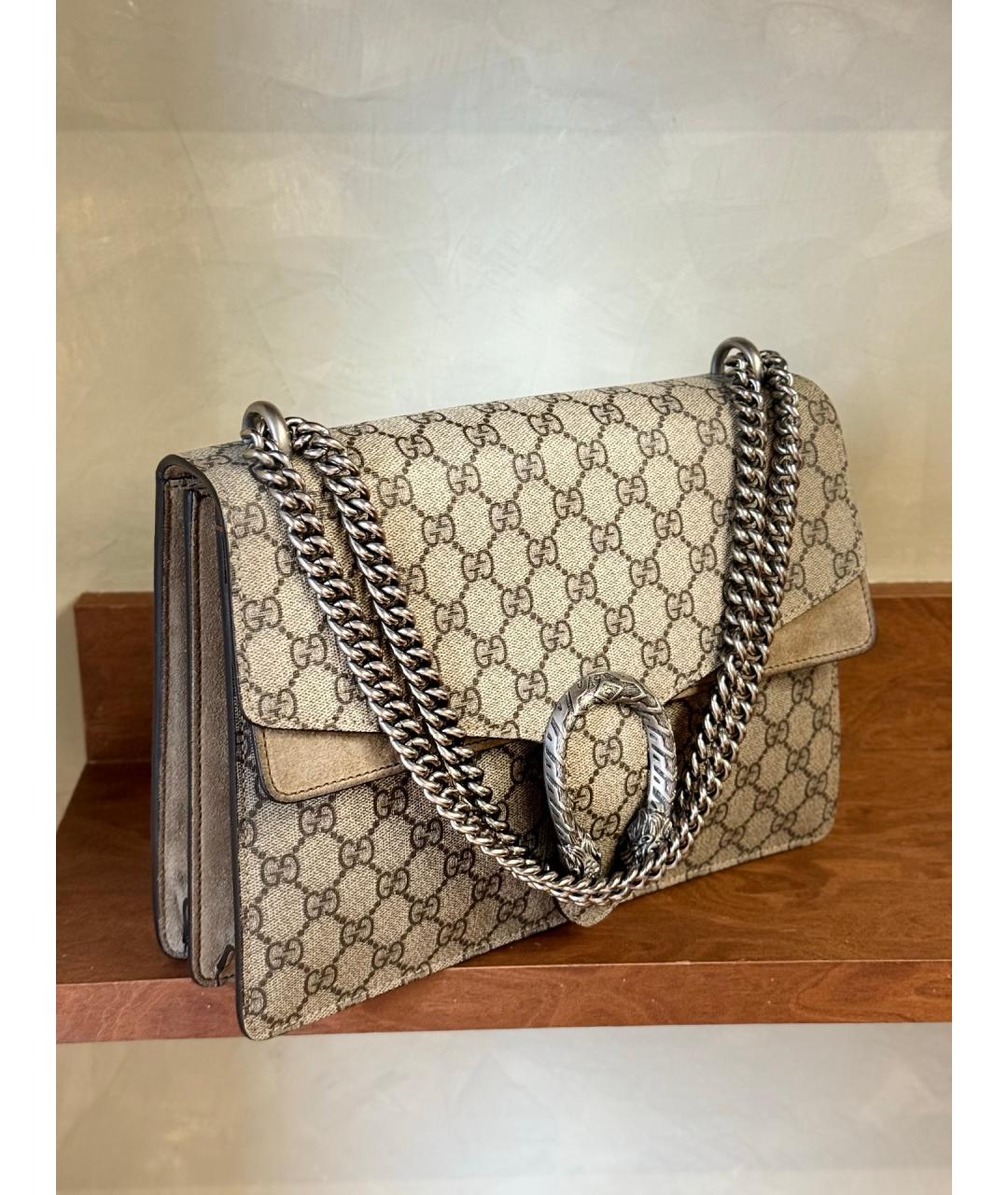 GUCCI Бежевая тканевая сумка через плечо, фото 4