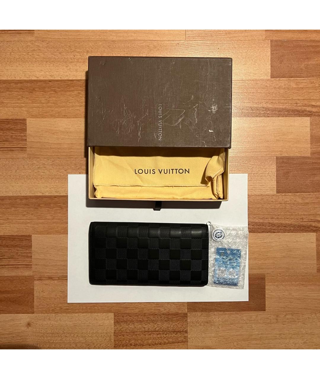 LOUIS VUITTON Черный кожаный кошелек, фото 2