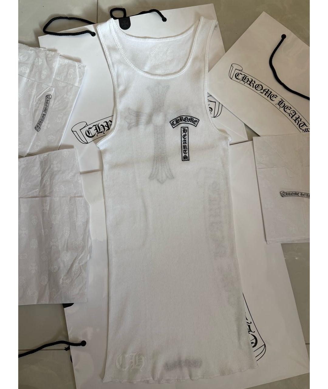 CHROME HEARTS Белая хлопко-эластановая майка, фото 5