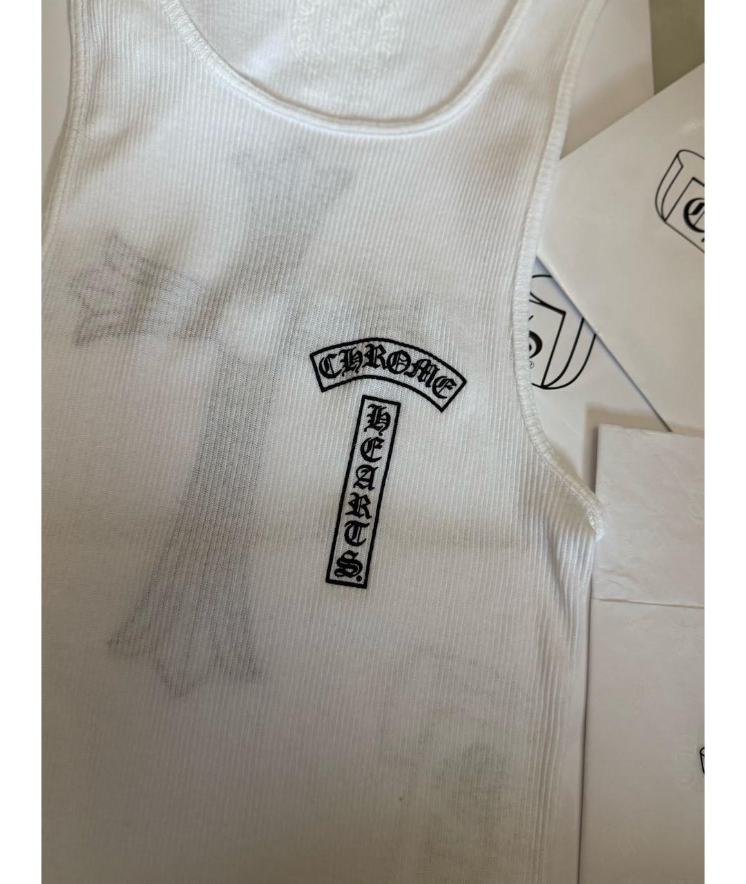 CHROME HEARTS Белая хлопко-эластановая майка, фото 3