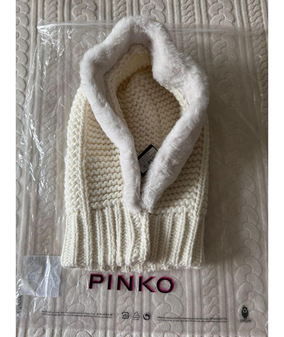 PINKO Белый шерстяной капюшон, фото 8
