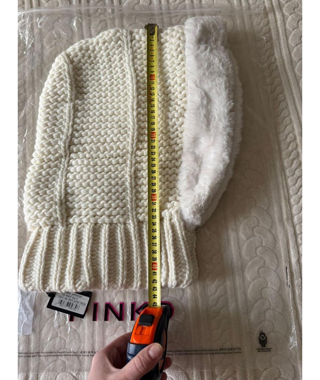 PINKO Белый шерстяной капюшон, фото 5