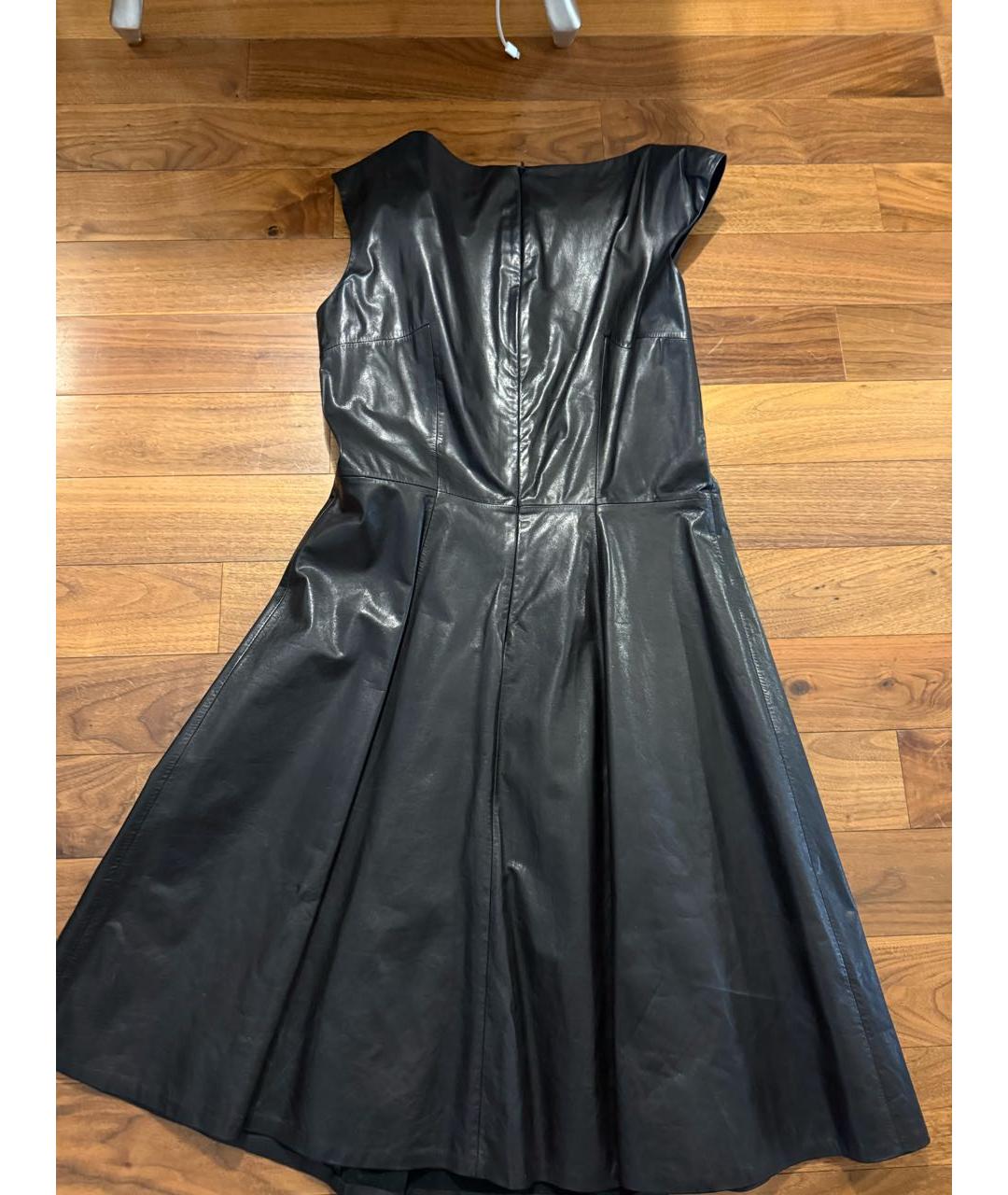 HUGO BOSS Черное кожаное коктейльное платье, фото 2