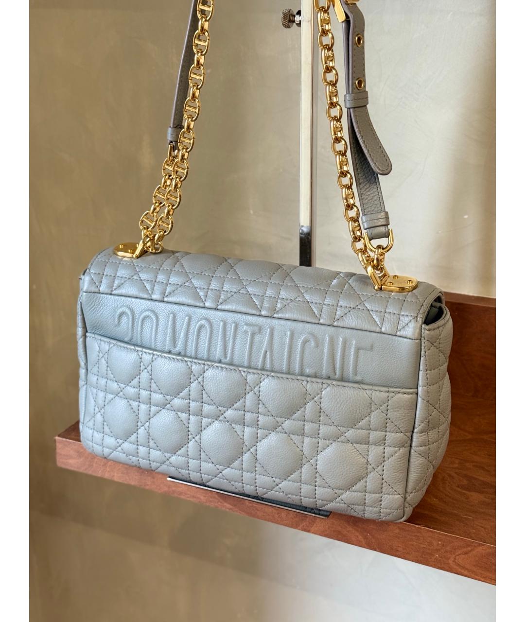 CHRISTIAN DIOR Серая кожаная сумка через плечо, фото 6